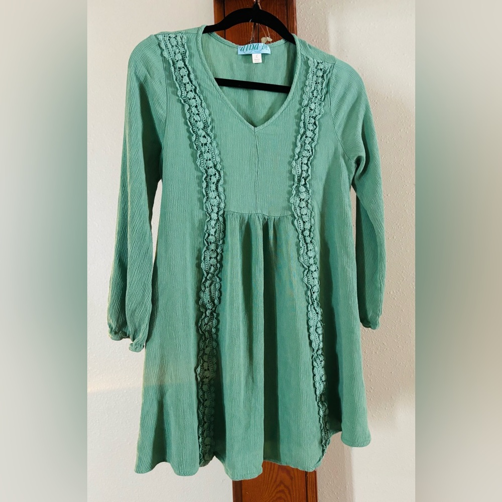 Seafoam Boho Dress with Lace Detail L